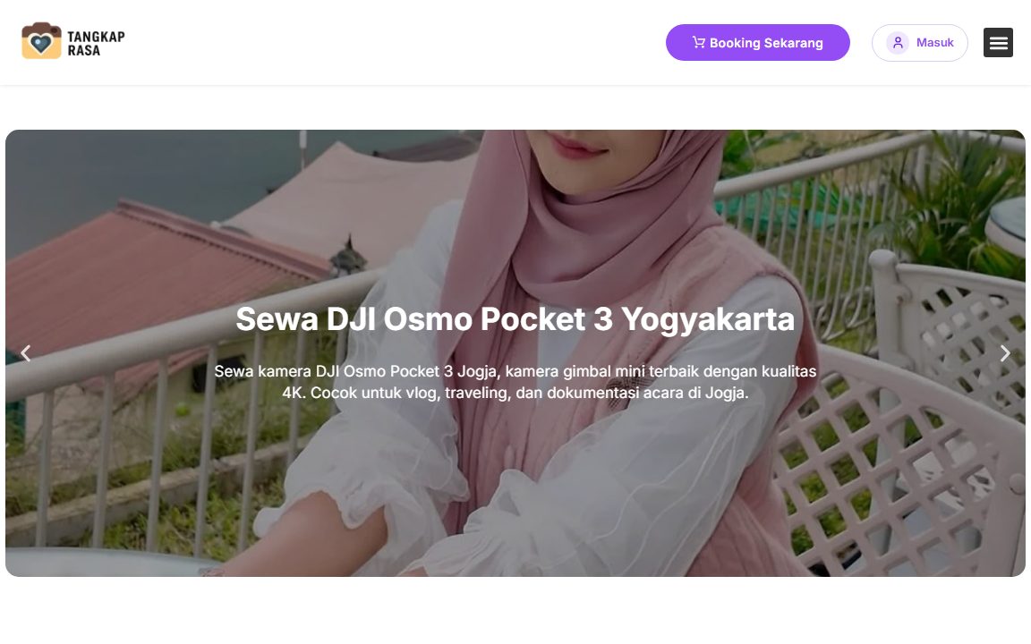 Tangkap Rasa camera rental website homepage